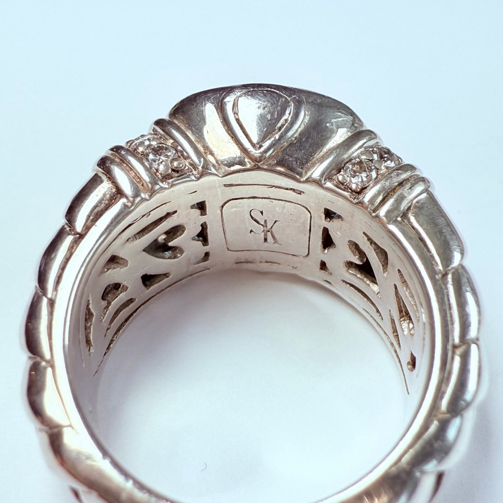 Scott Kay 4 CT London Blue Topaz Diamond Basket Weave Sterling Silver 925 Ring - Picture 10 of 15